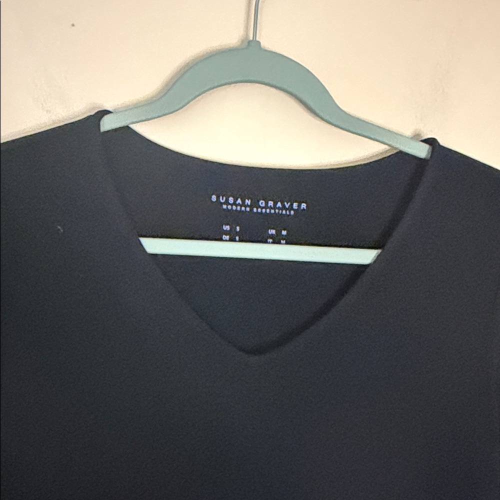 Susan Graver Black V-Neck Long Sleeve Top - Picture 3 of 7